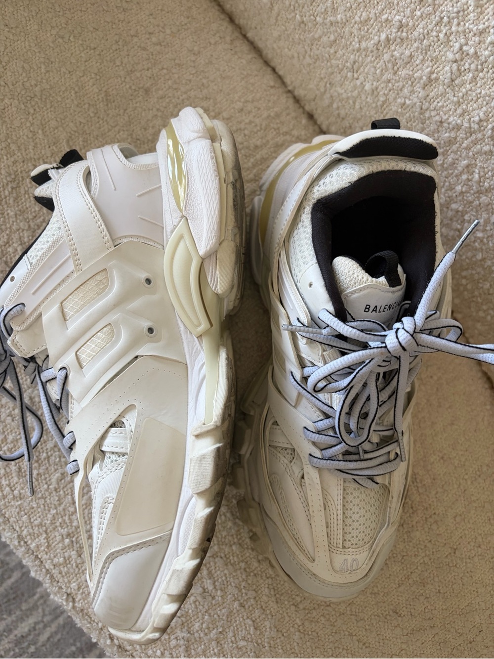 Balenciaga White and Black Layered-Panel Chunky Sneakers - Picture 2 of 3
